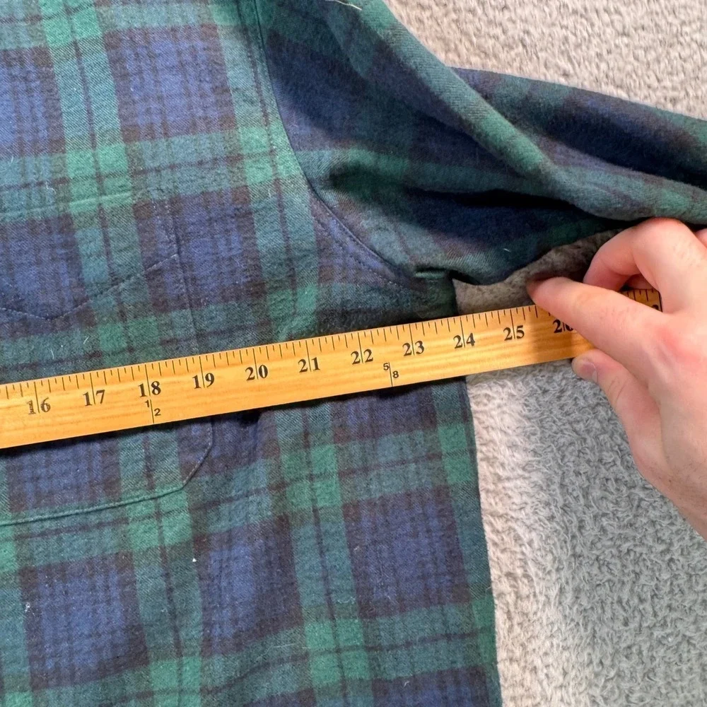 LL Bean Flannel Shirt Mens Large Traditional‎ Fit Green Navy Plaid Button Down